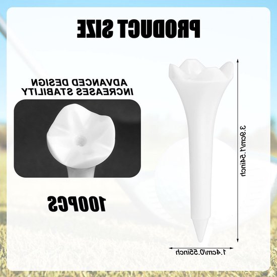 100 Stuks Hoge Zichtbaarheid Golftees van 3,8 cm voor Training en Driving Range - Ideaal voor IJzers en Par-3's, Duurzaam en Lichtgewicht Golfaccessoires — afbeelding 5