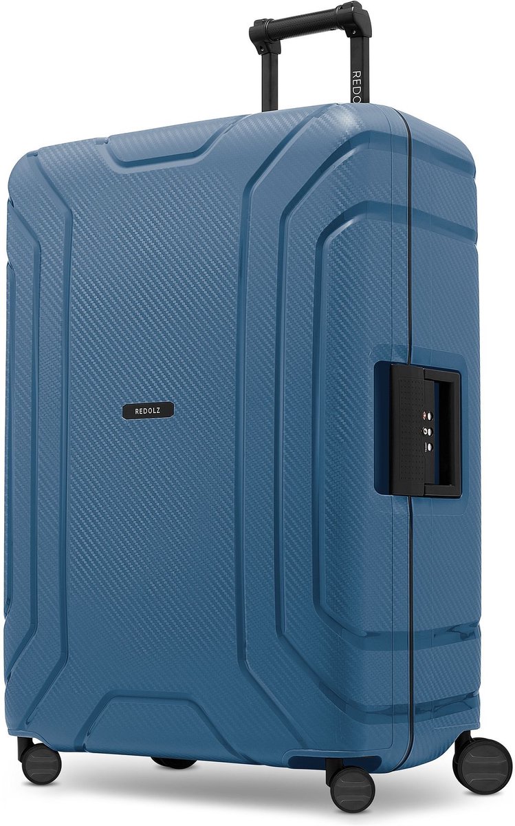 Redolz Essentials 15 4-wiel trolley 75 cm met driepuntsbevestiging - Harde bagage - TSA slot - stone blue