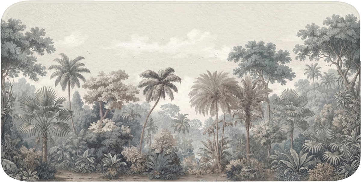 Badmat 120x60 cm - Antislip - Tropisch - Landschap - Illustratie - Badmatten voor badkamer - Badkamermat - Douchemat - Badkamer mat