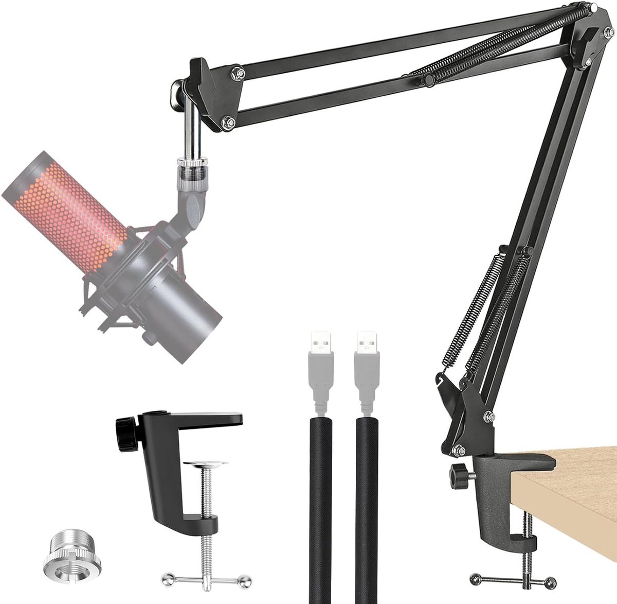 Professionele Microfoon Boom Arm voor Desktop - Verstelbare Microfoonstandaard Geschikt voor USB Microfoons en Streaming