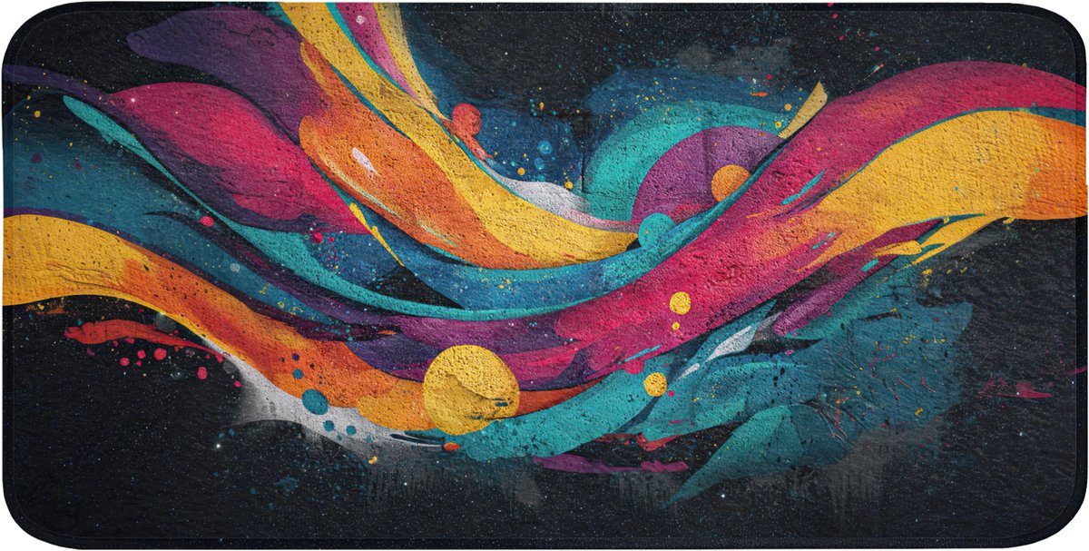 Badmat 120x60 cm - Antislip - Banen - Golven - Kleurrijk - Abstract - Badmatten voor badkamer - Badkamermat - Douchemat - Badkamer mat