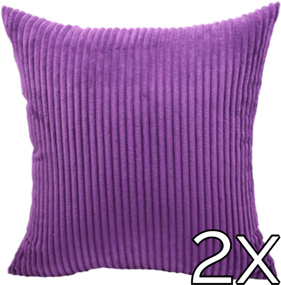 Mainius Kussenhoes Zachte Ribstof (2 stuks) - Dark Purple - 45x45 cm - Gestreept Corduroy Kussenhoes - Ribfluweel Kussen - Sierkussen Zonder Vulling - Bankkussen / Zetelkussen / Decoratiekussen - Vele diverse kleuren Donker Paars (2x)