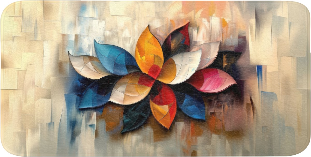 Badmat 120x60 cm - Antislip - Bloem - Abstract - Kleurrijk - Bladeren - Badmatten voor badkamer - Badkamermat - Douchemat - Badkamer mat