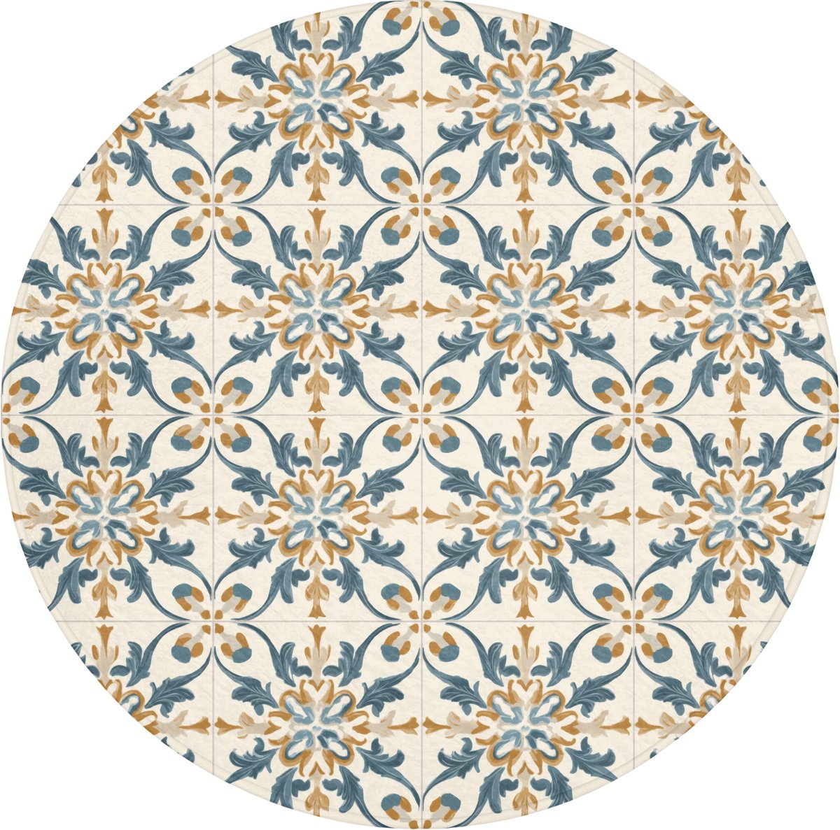 WC mat rond 70x70 cm - Antislip - Patroon - Klassiek - Kleurrijk - Toiletmat - Vloermat -