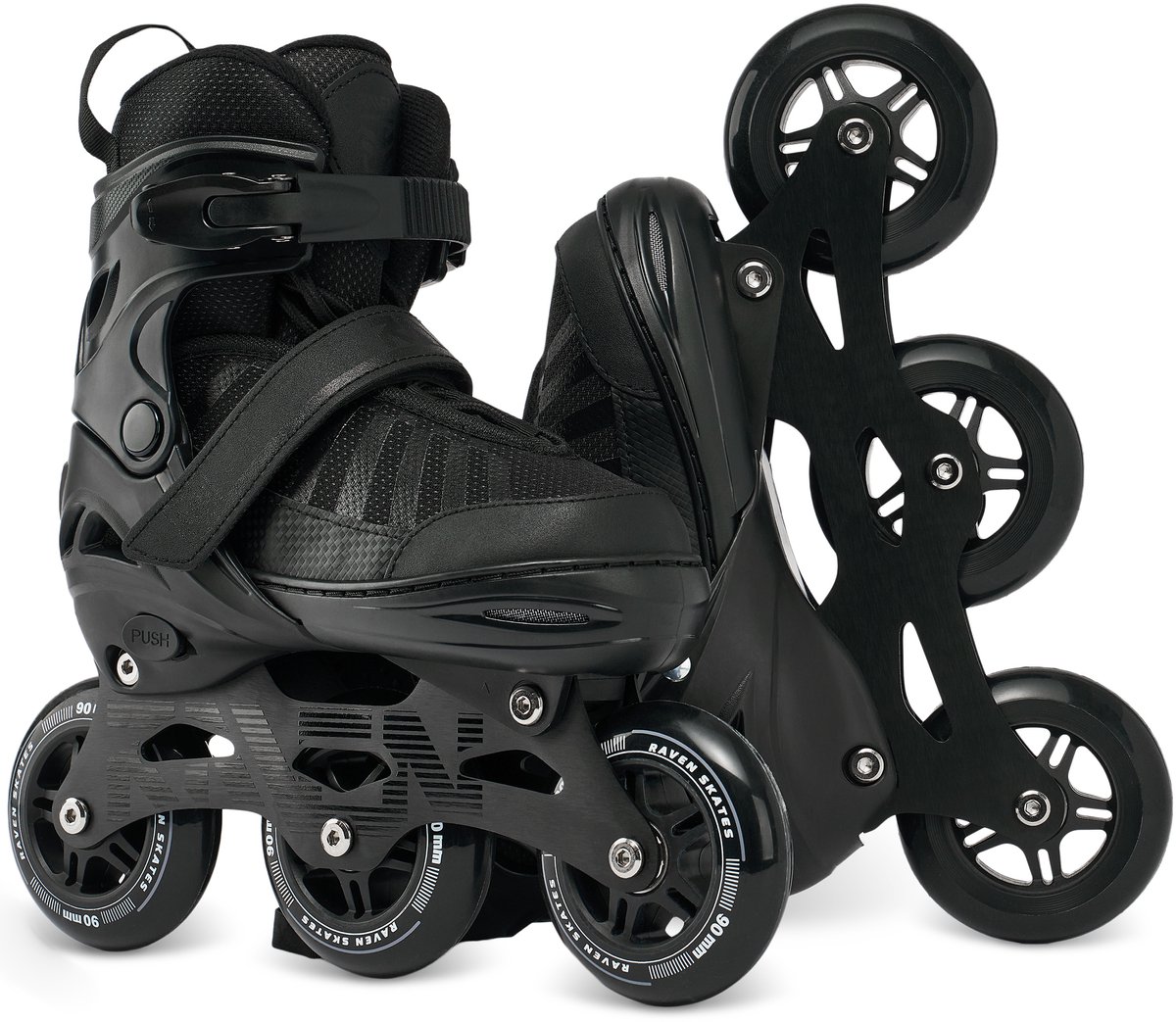 RAVEN Oxen BIG WHEELS Verstelbare Skeelers 42-45 Zwart