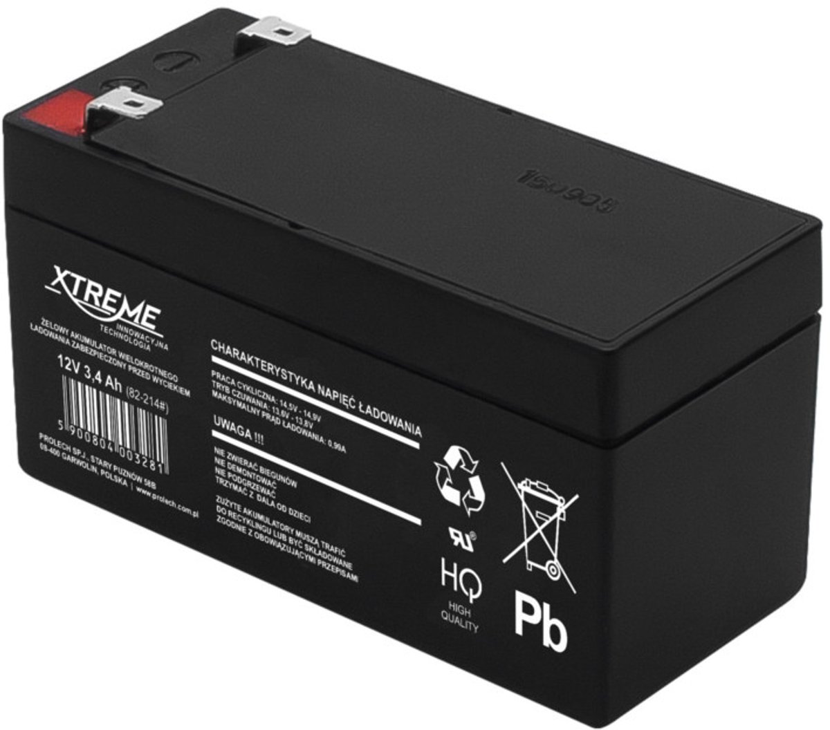 Xtreme - Gelbatterij 12V 3.4Ah onderhoudsvrije AGM - 82-214#
