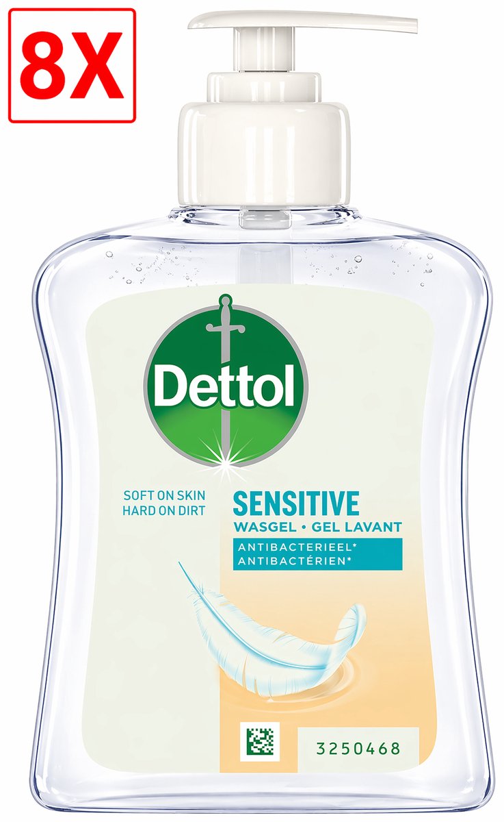 8 x Dettol Handzeep Gevoelige Huid - 250 ml