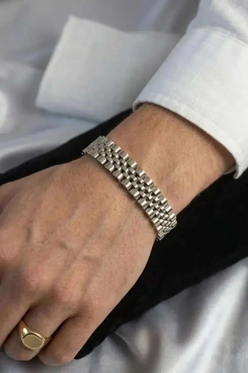 Dorvina Erkek Armband 316L Staal 12 mm Kalinlikta Zilver Gekleurde