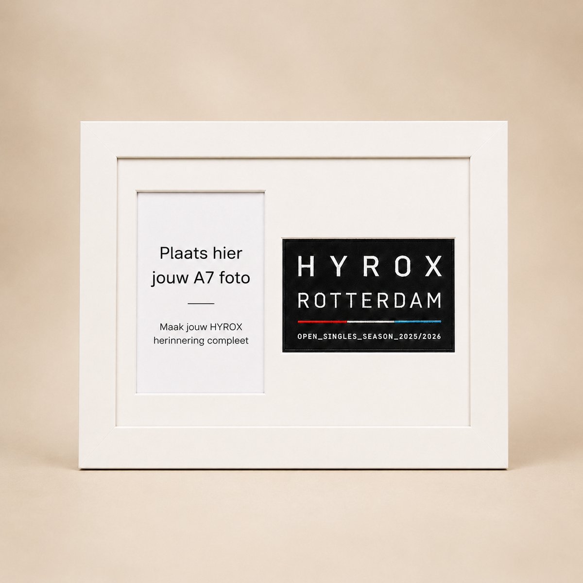 T3D HYROX Fotolijst Patch Display Frame - Wit - Sport Herinnering Display - Hyrox patch - A7 Foto Formaat
