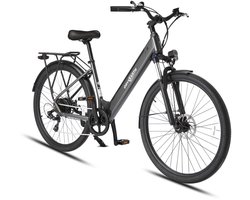 ORYXEARTH Elektrische Fiets – 36V 10Ah Batterij – 250W Motor – Glanzend Grijs –27,5" Wielen – LCD Display – Mechanische Schijfremmen – Shimano 7 Versnellingen – Aluminium Frame – E-Bike voor Werk, School, Parkritten en Vrije Tijd