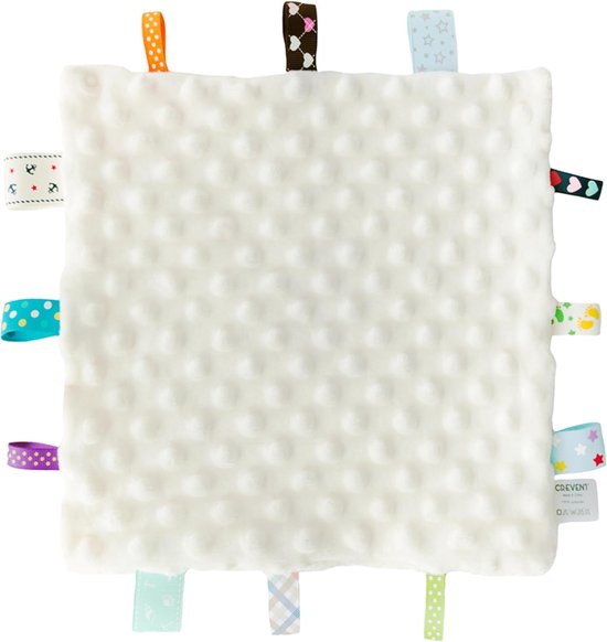 Babydeken - Sensorische deken - Baby troosten - Zacht fleece materiaal - 24 x 24 cm - Giraf met ivoorkleurige stippen — afbeelding 5