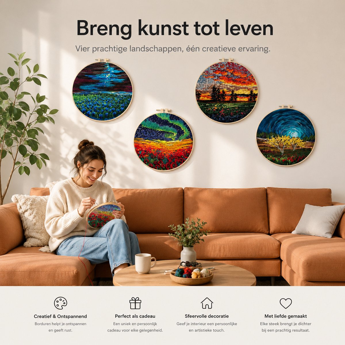 BOTC Borduurpakket - Borduurset van 4 - Borduurpakketten voor Volwassenen - Hobby en Creatief - Borduren — afbeelding 4