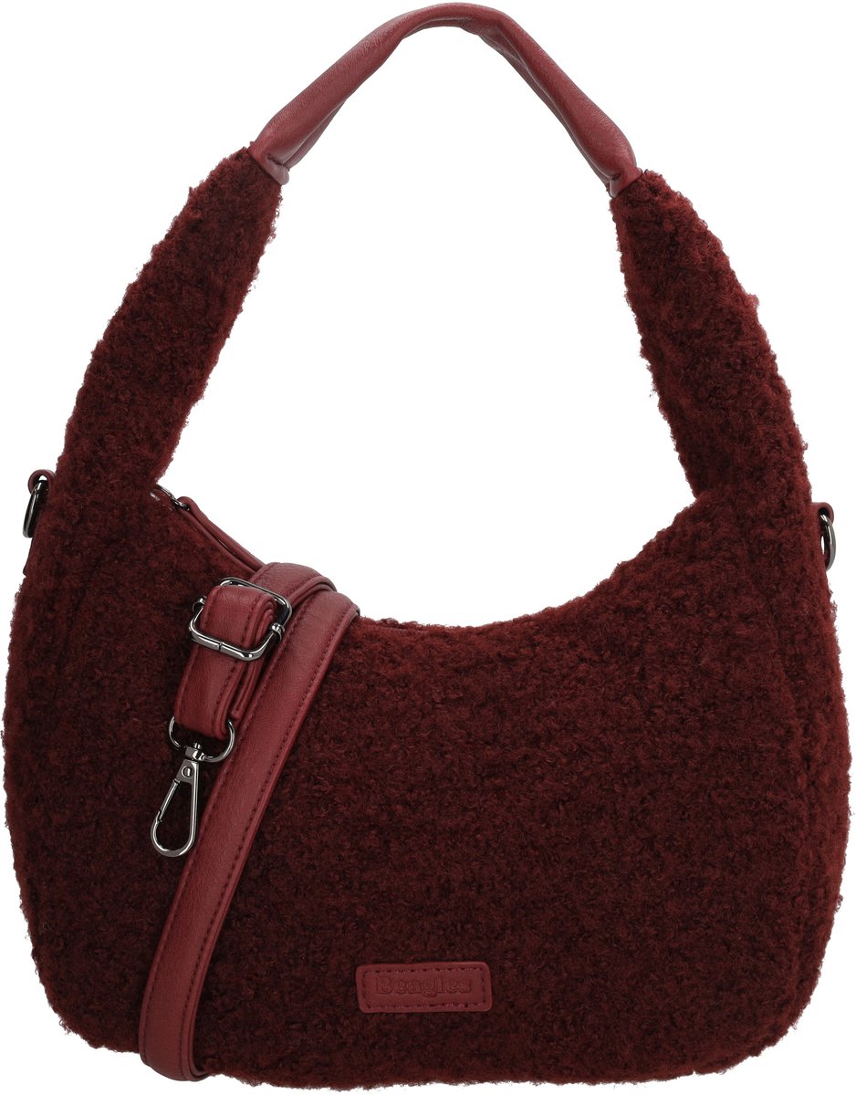 Beagles Nancy Handtas - Teddy Look - Verstelbare Schouderband - Damestas - Casual Tas - Ritssluiting - Crossbody - Bordeaux rood