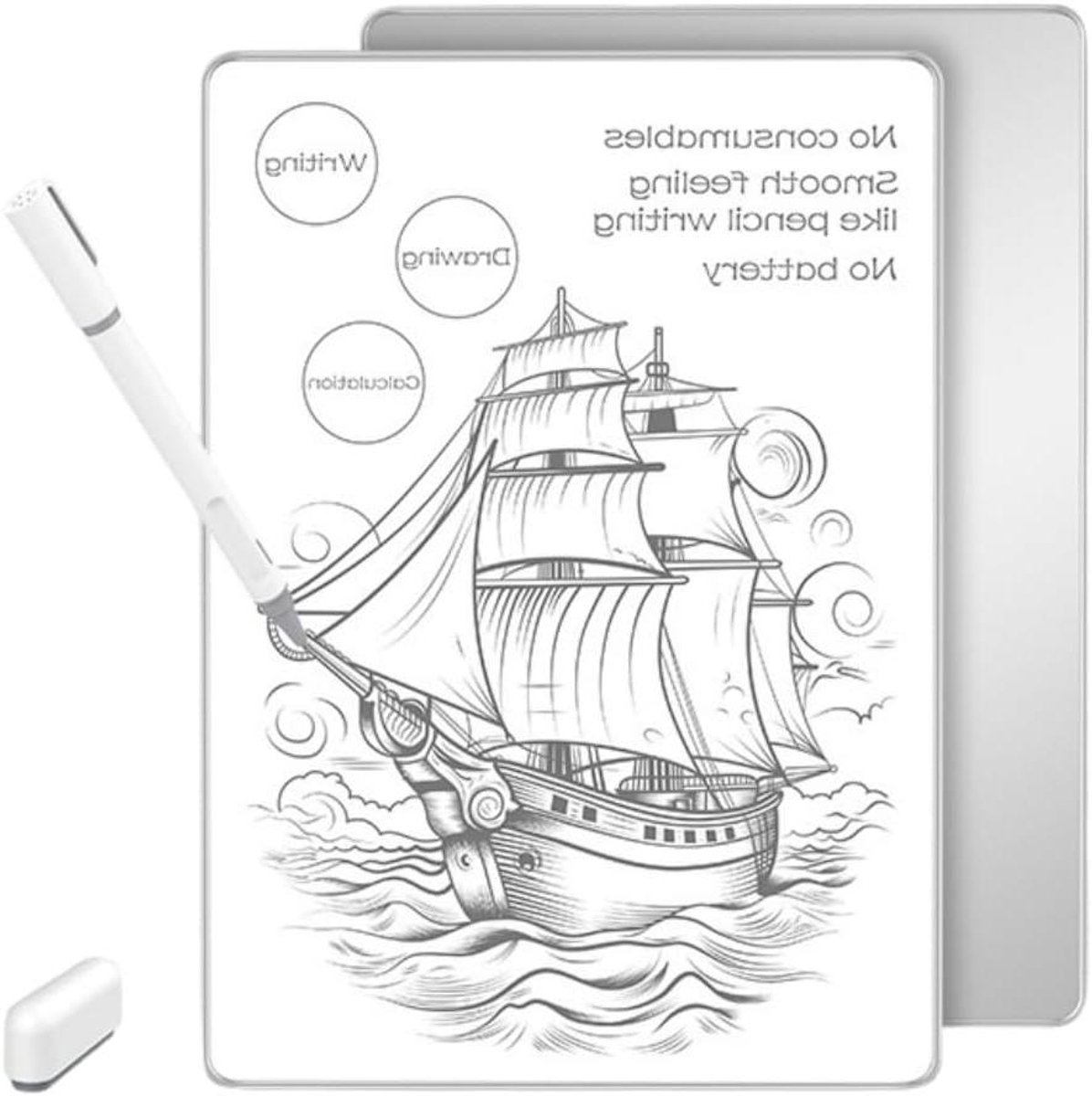 Schrijftablet - Digitaal Notitieblok - Ideeën Vastleggen - Oogvriendelijk Scherm - 26 x 21 cm - Wit
