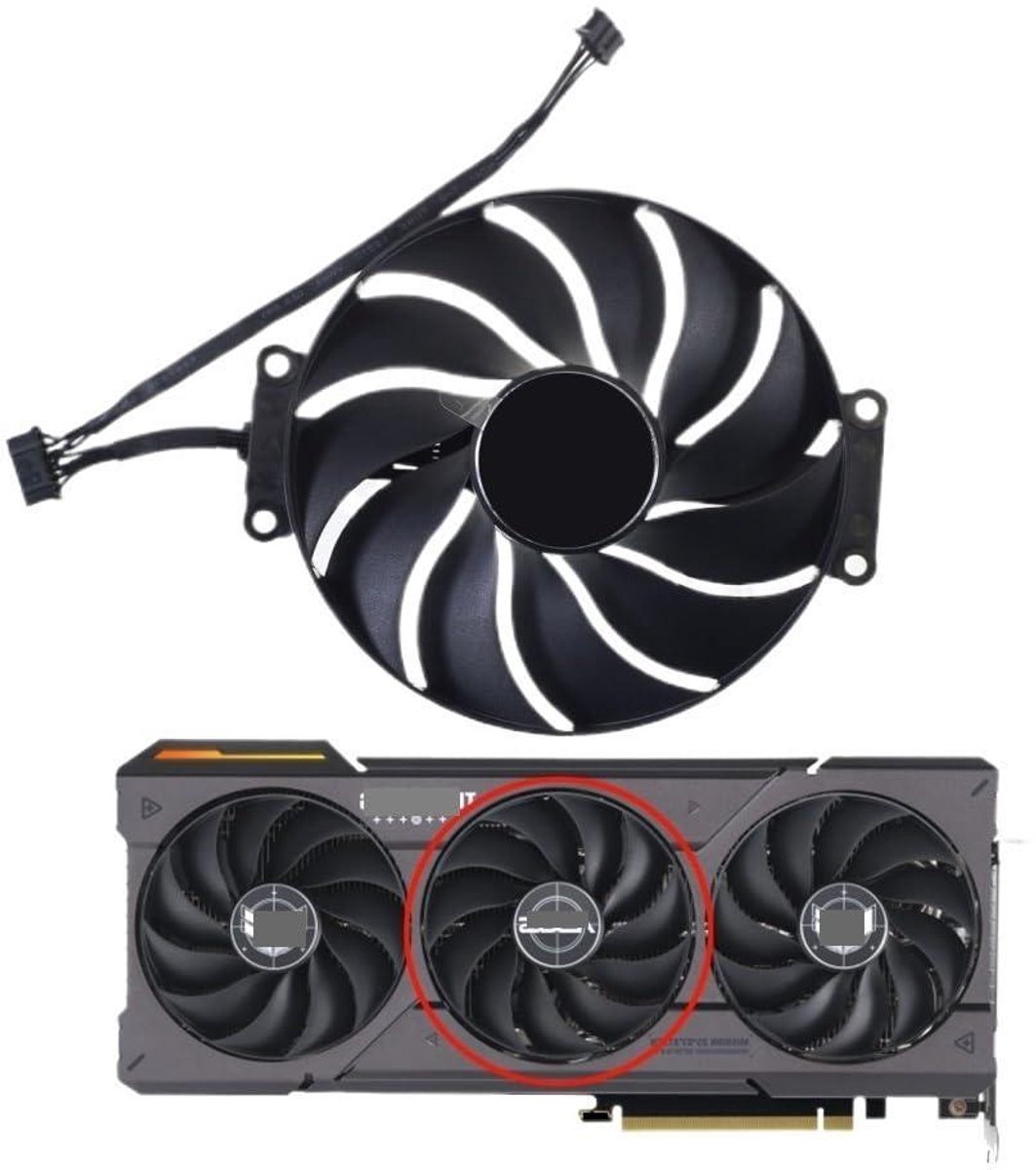 Grafische kaart ventilator - PC koeler - Computer koeling - 7-pin connector - 90mm - Zwart