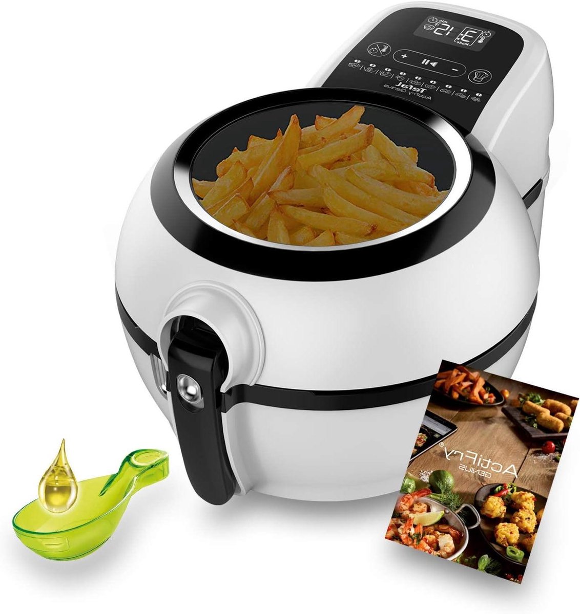Olievrije Friteuse - Hetelucht Frituurpan - Gezond Koken - 9 Automatische Programma's - 1.2 kg Capaciteit - Zwart