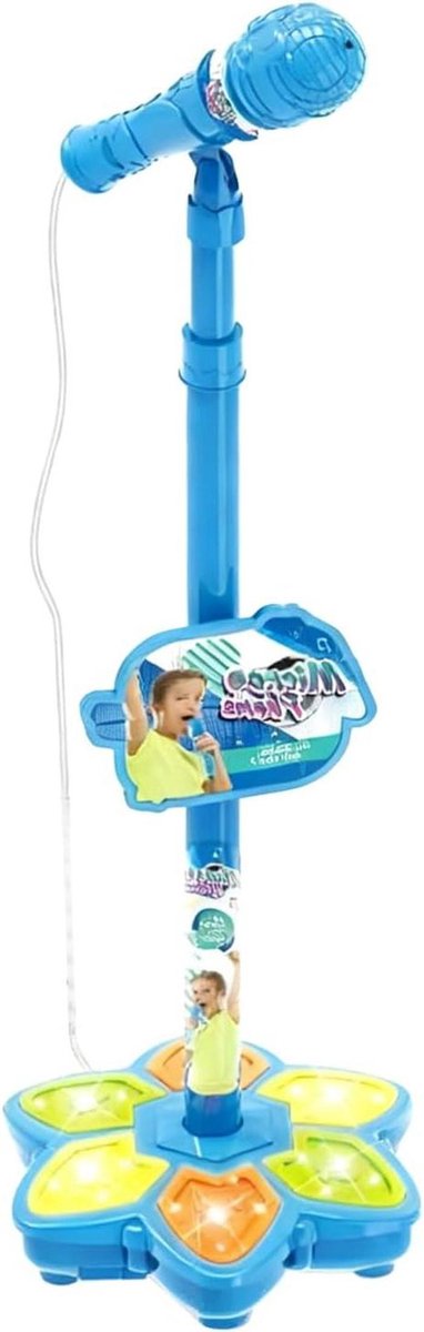 Speelgoed microfoon - Karaoke machine - Muziek optredens - Dynamische lichteffecten - 22 cm hoog - Blauw