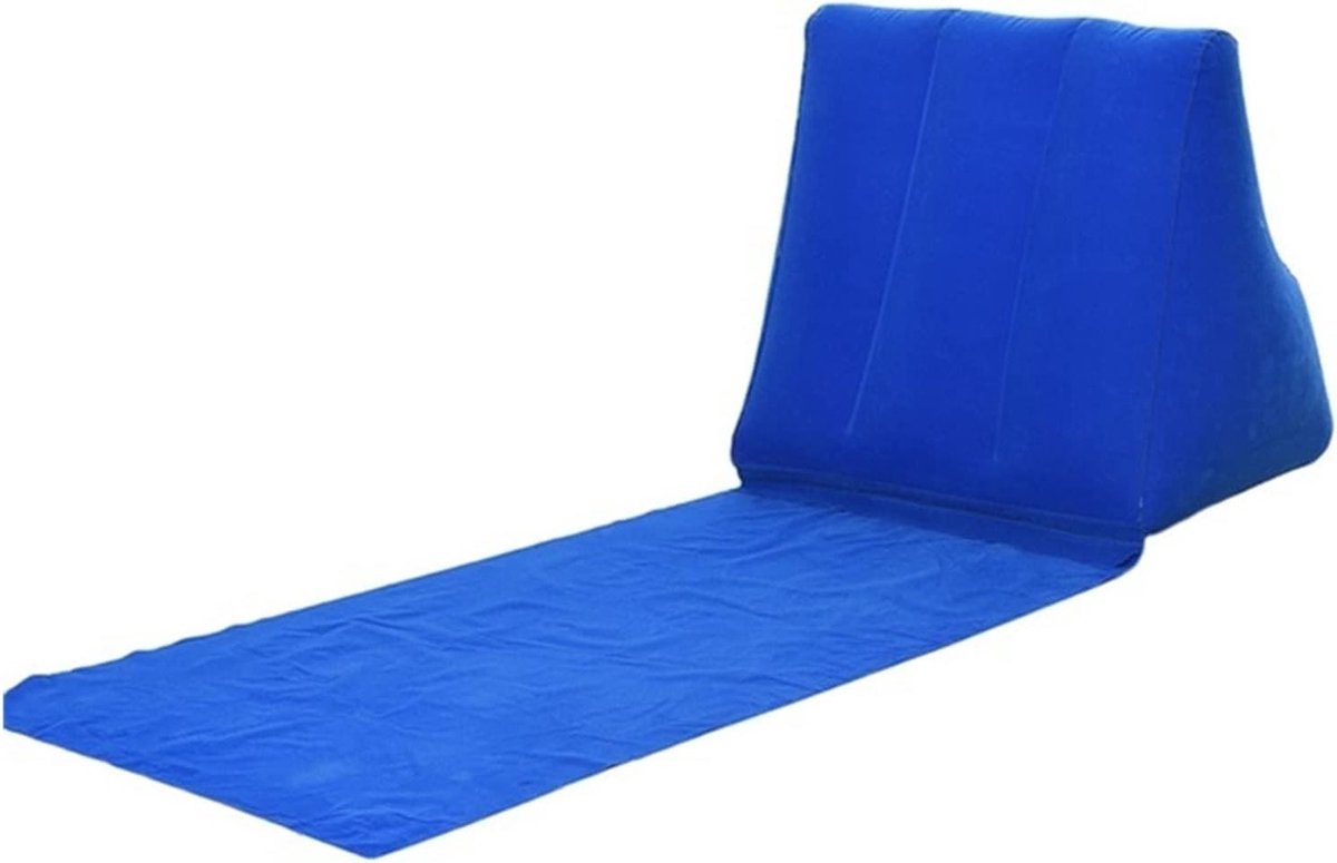 Opblaasbare Strandmat - Lounge Stoel - Kamperen en Reizen - Ergonomisch Ontwerp - 102cm x 38cm - Donkerblauw