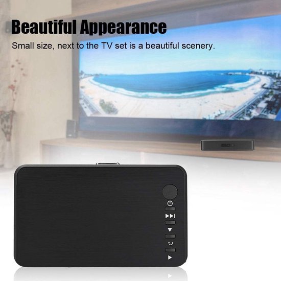 HD Mediaspeler - Videospeler USB - Films Kijken - Afstandsbediening Inbegrepen - 20x13x4 cm - Zwart — afbeelding 2