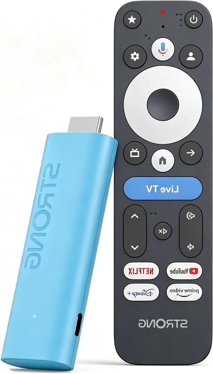 Streaming TV Stick - Media Speler - Films Kijken - Met Spraakbesturing - 1 Stuks - Blauw