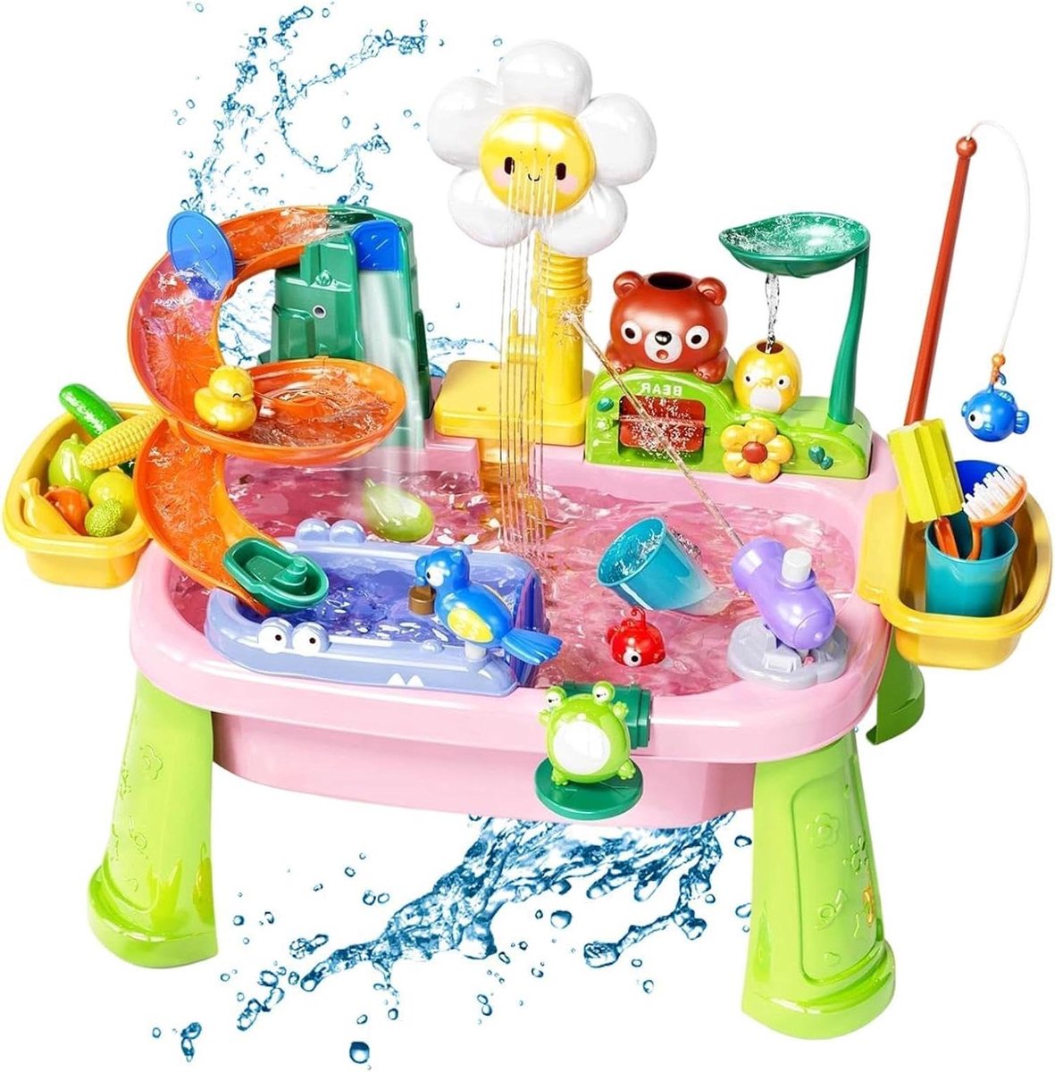 Water Speeltafel - Kindertafel - Uren Speelplezier - Elektrische Kraan - 45x15x33.5 cm - Roze