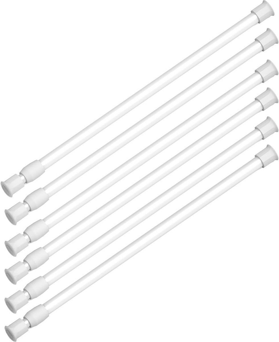 Verstelbare Spanstangen Wit (6 stuks) voor Kasten, Camper en Caravan - 30 tot 50 cm