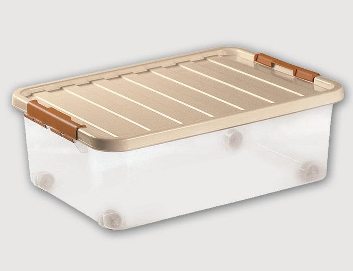 Opbergbox met Wielen en Deksel Plastic 25 Liter 52x36x18 cm Stapelbaar
