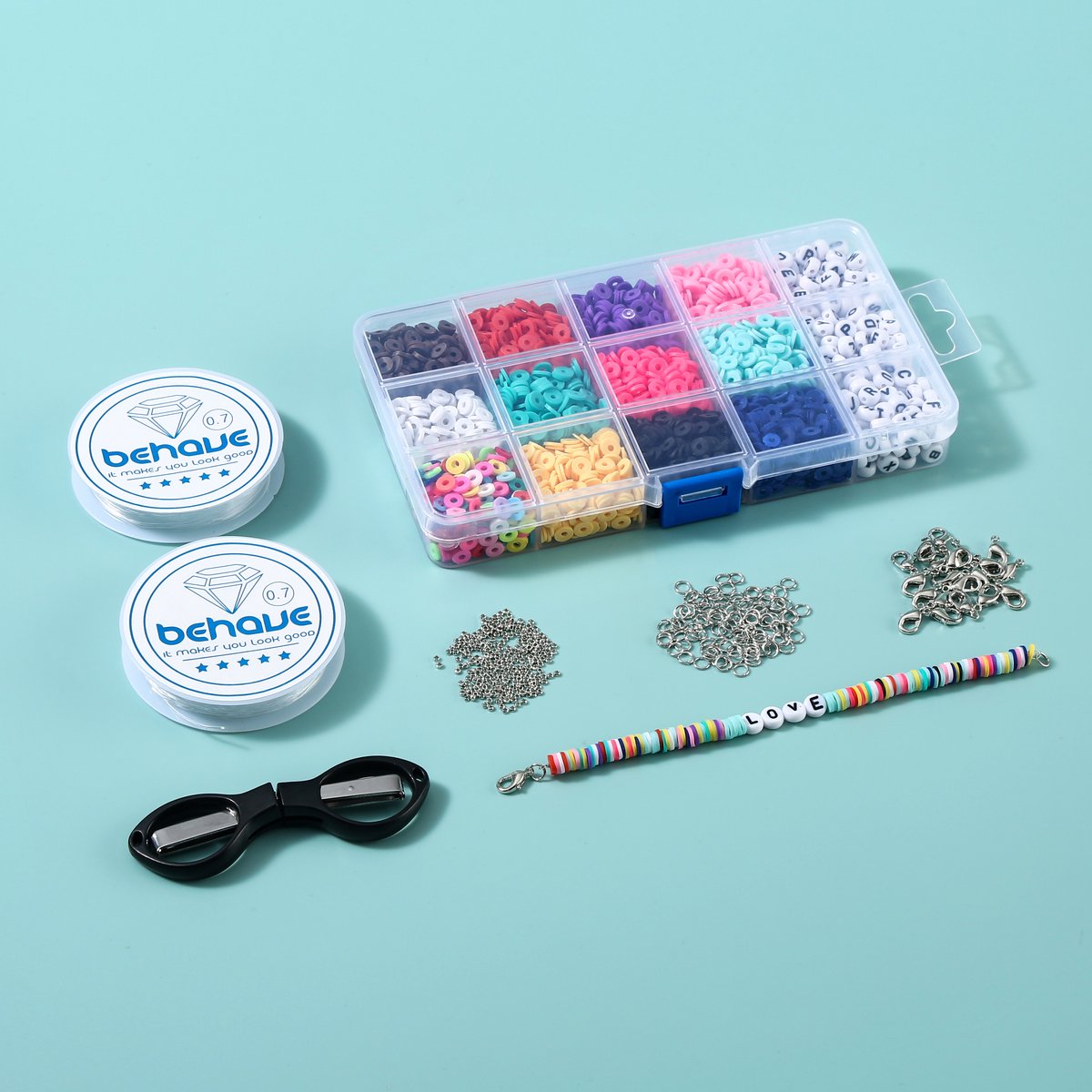 Behave Katsuki & Smiley Set Deluxe — 4.884 Kralen — Katsuki 6 mm + Smiley Letterkralen 7×4 mm + Rijgdraad — afbeelding 8