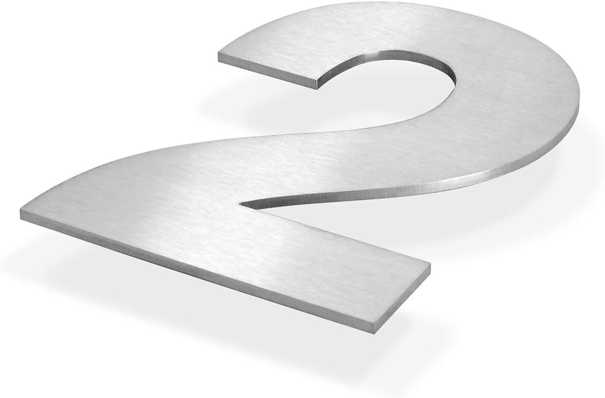 Huisnummer Roestvrij Staal - Adresbord Modern - Voordeur Aankleden - Verborgen Bevestiging - 14 cm Hoog - Geborsteld Zilver