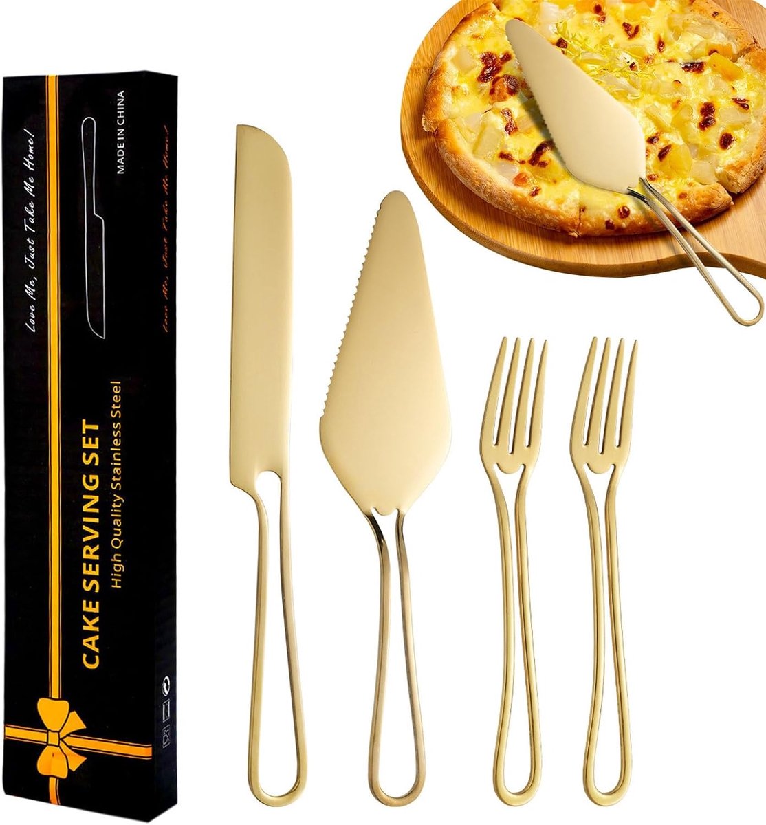 Kaassnijders Keuken - Dessertmes Spatel - Feestjes Diner Vieringen - Ergonomisch Comfort Handvat - 26.4 Centimeter Lengte - Goud