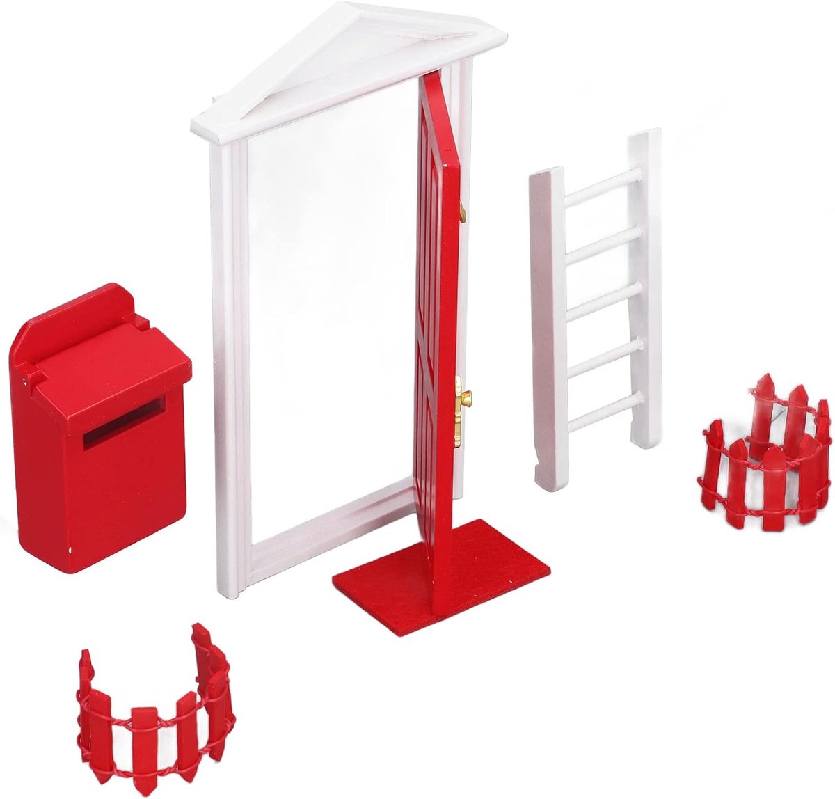 Kleine Houten Deur - Miniatuur Poppenhuis - Spelen met Fantasie - Levendige Details - 20 x 13 x 6 cm