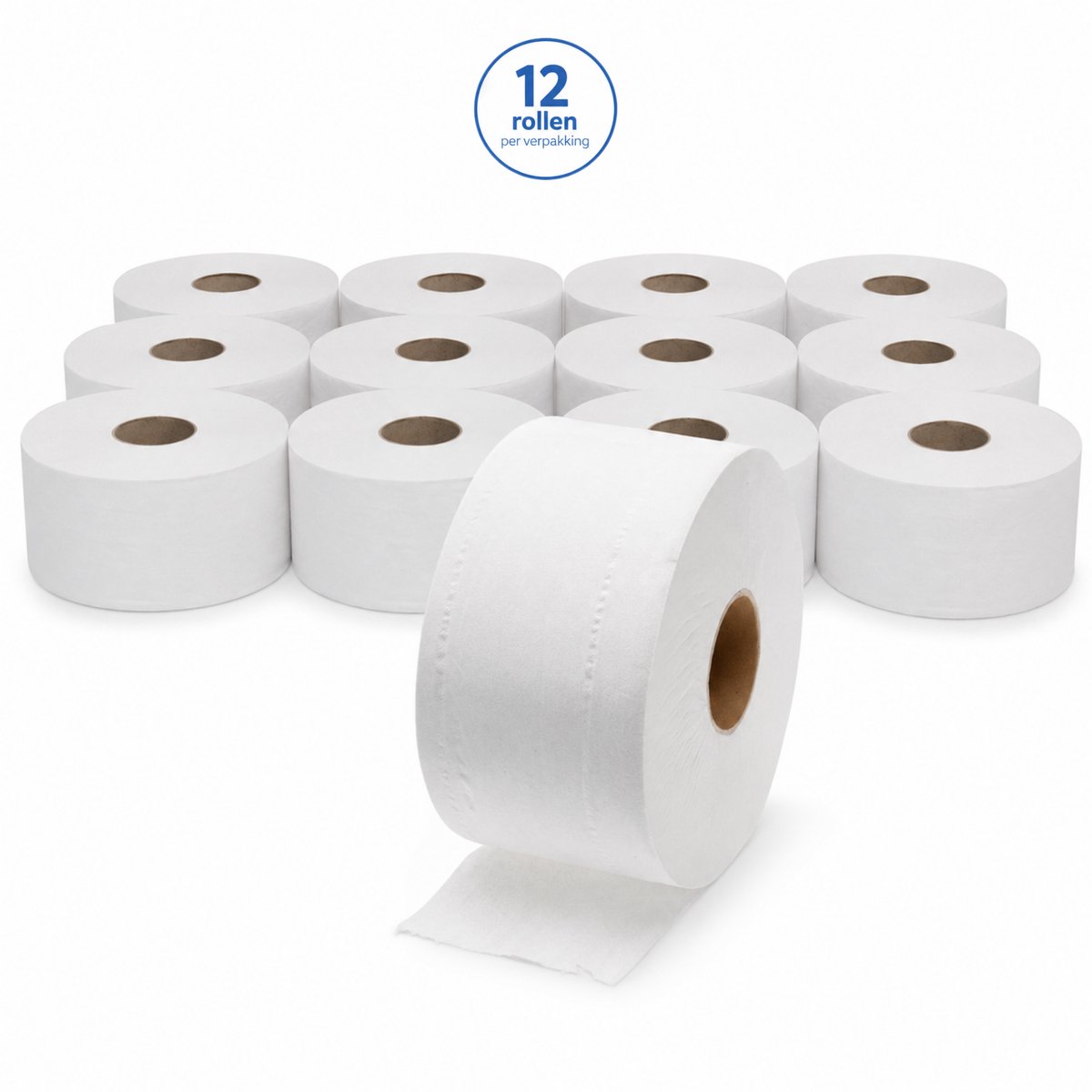 NaturaSterk Toiletpapier Mini Jumbo – 2-laags – 12 Rollen – 150 m per Rol – Cellulose – Geschikt voor Dispenser – Wit WC Papier