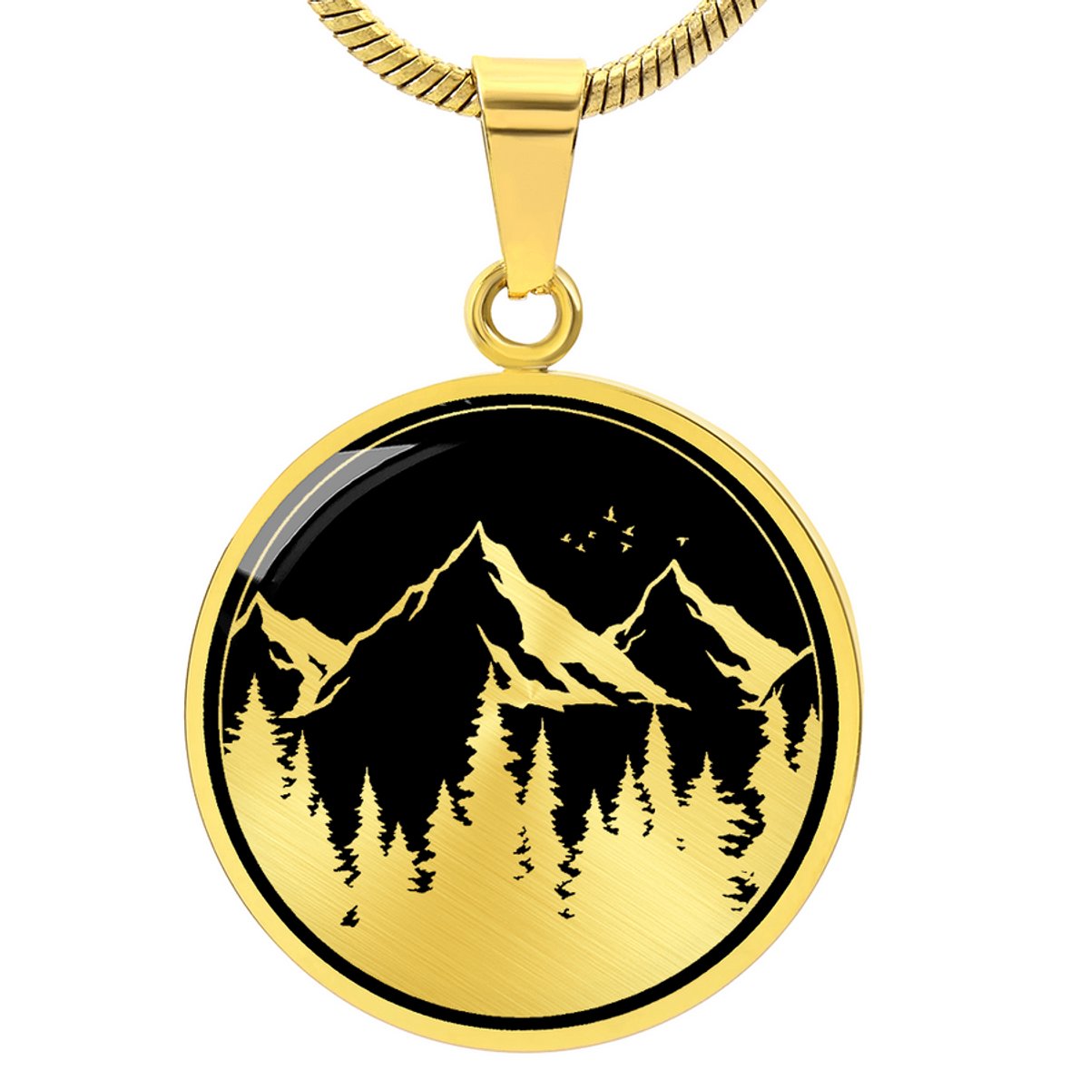 Symbolic Gifts - Bergen Ketting Goud Kleurig Waterproof Mountain Spirit Hanger - Premium Stainless Steel - Sieraad Cadeau - Verstelbaar 45 - 56 cm