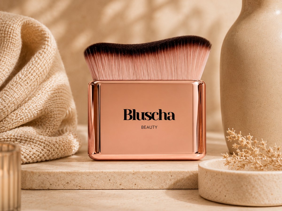 Bluscha® - Luxe Tanning Brush - Rosé - Body - Face - Zelfbruiner Kwast - Foundation Applicatie - Gezicht Lichaam - Vegan - Borstel - Applicator - Blending - Self Tanning - Bronzing - Mousse - Creme - Zelf Bruiner - Self Tan - Egaal Bruinen - Spraytan