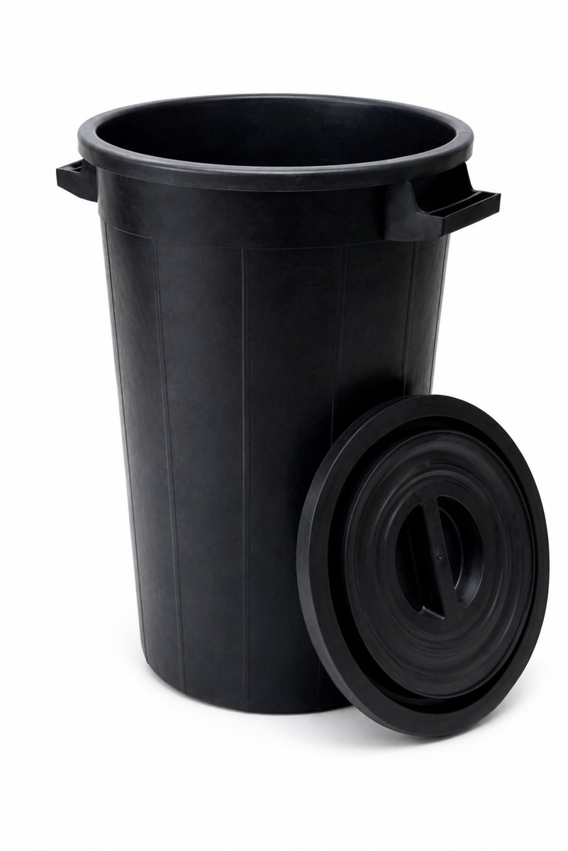 Buitenprullenbak - 100 liter - Afvalbak buiten - Afvalton met deksel - Vuilnisbak - Afvalemmer - Zwart