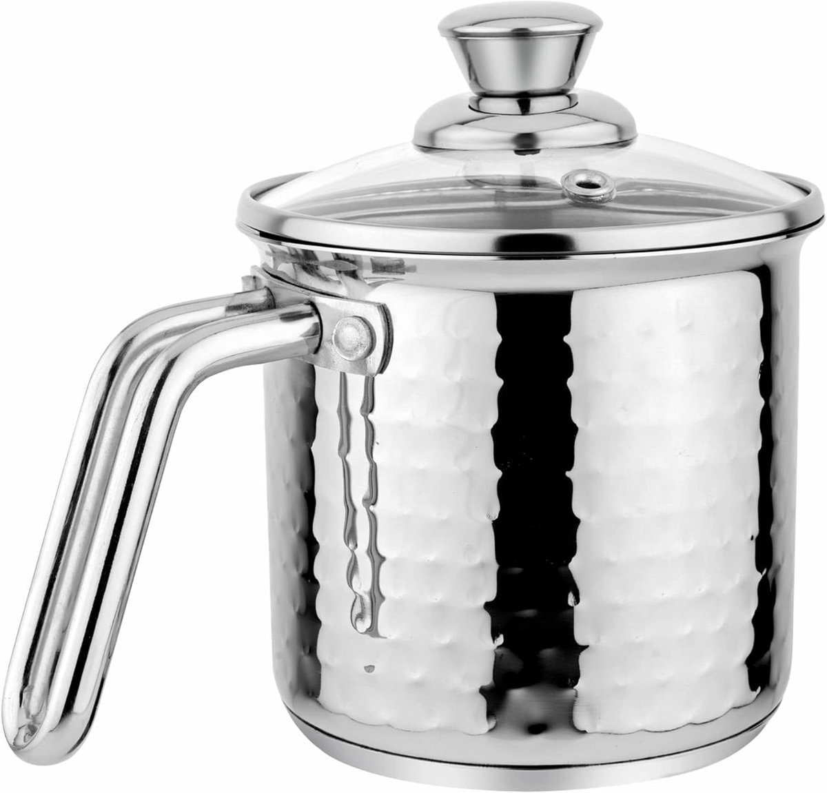 Melkpan RVS - Kookpan Ketel - Melk Verwarmen - Gehamerd Ontwerp - 1.1 Liter - Zilver