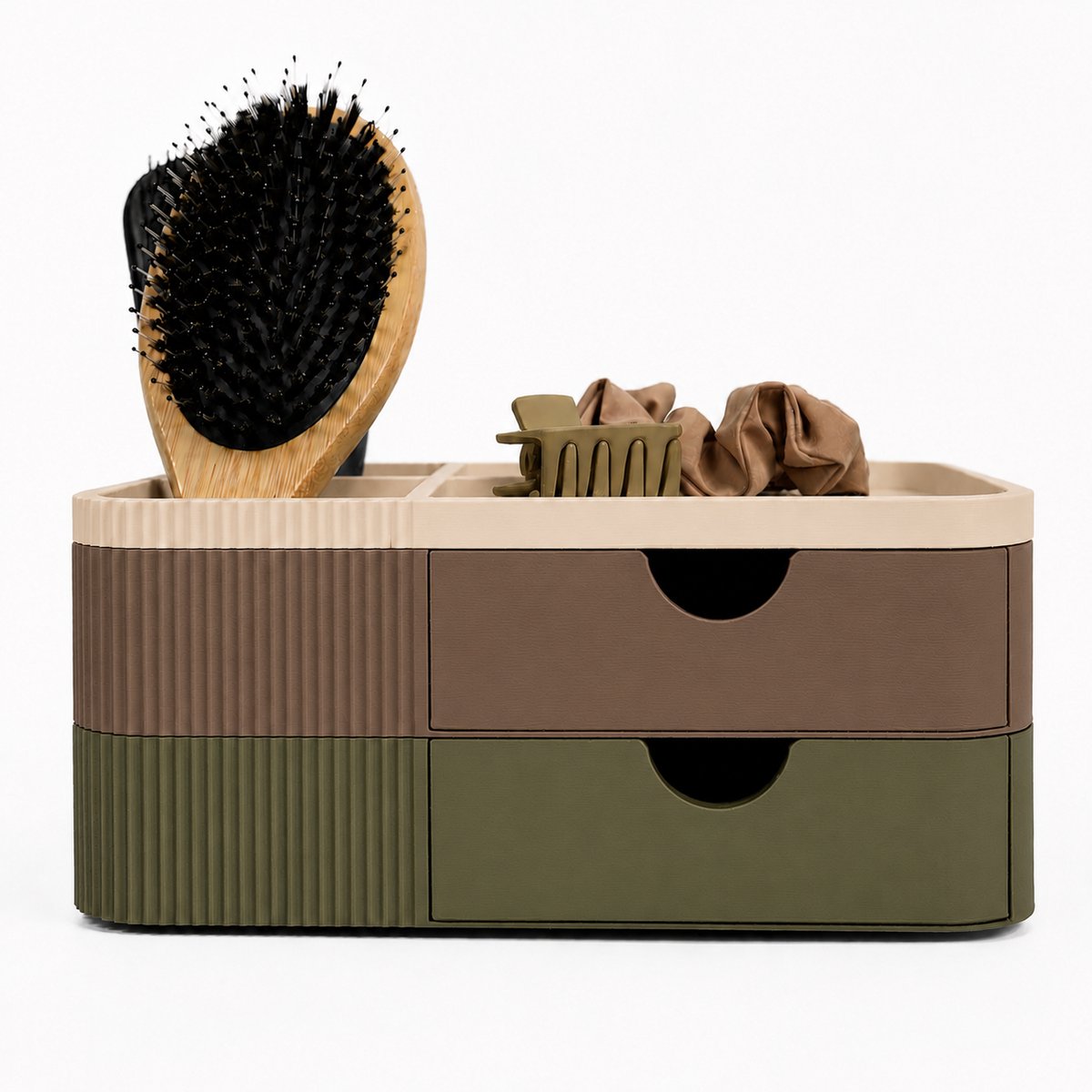 Make-up Organizer met Lades - Cosmetica & Haaraccessoires Opberger - Beige, Bruin & Olijfgroen