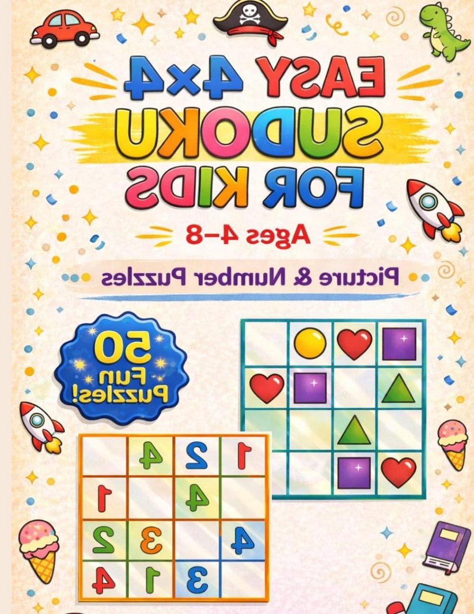 Kinder Sudoku Boek - Puzzelboek - Hersentraining - 4x4 Raster - 78 Pagina's - Full Color