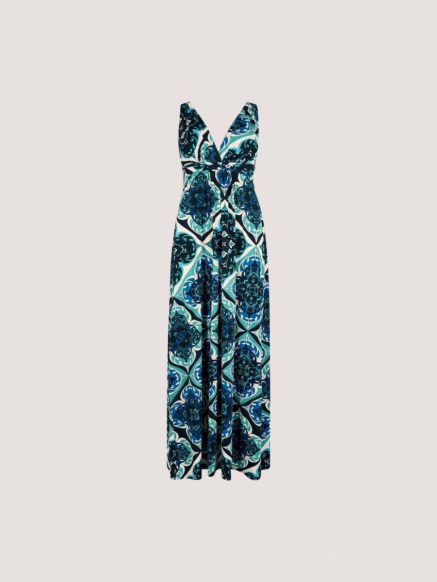 Maxi-jurk van jersey met tegelprint