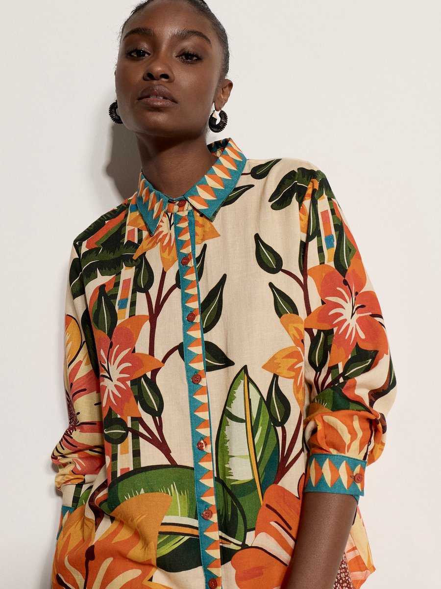 T-shirt met tropische bloemenprint
