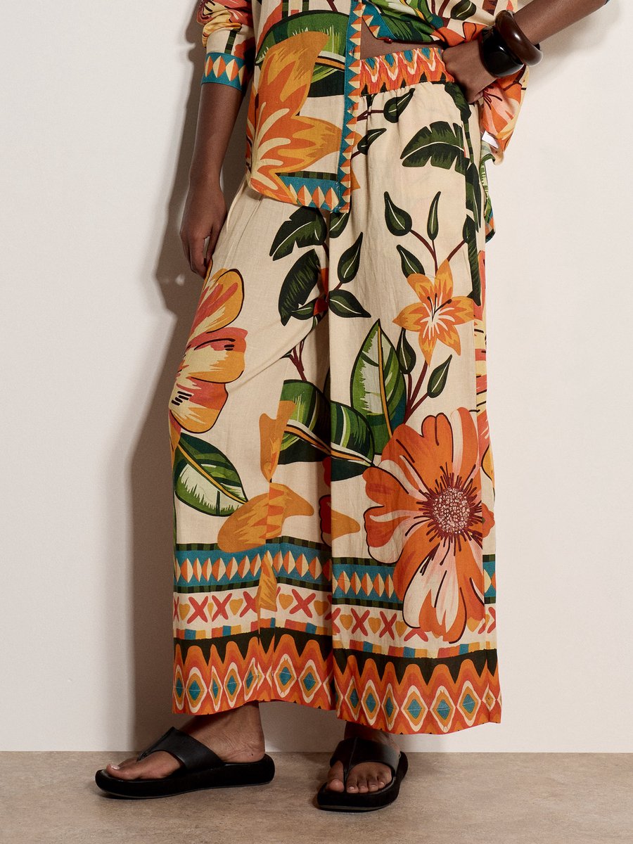 Culotte met tropische bloemenprint