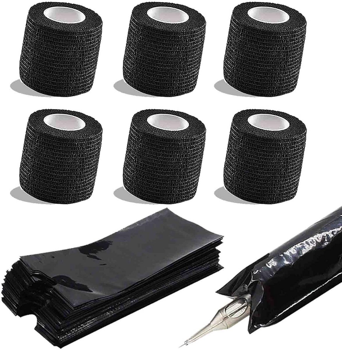 Grote Set Tattoo Machine Accessoires: Grips, Covers en Bandages