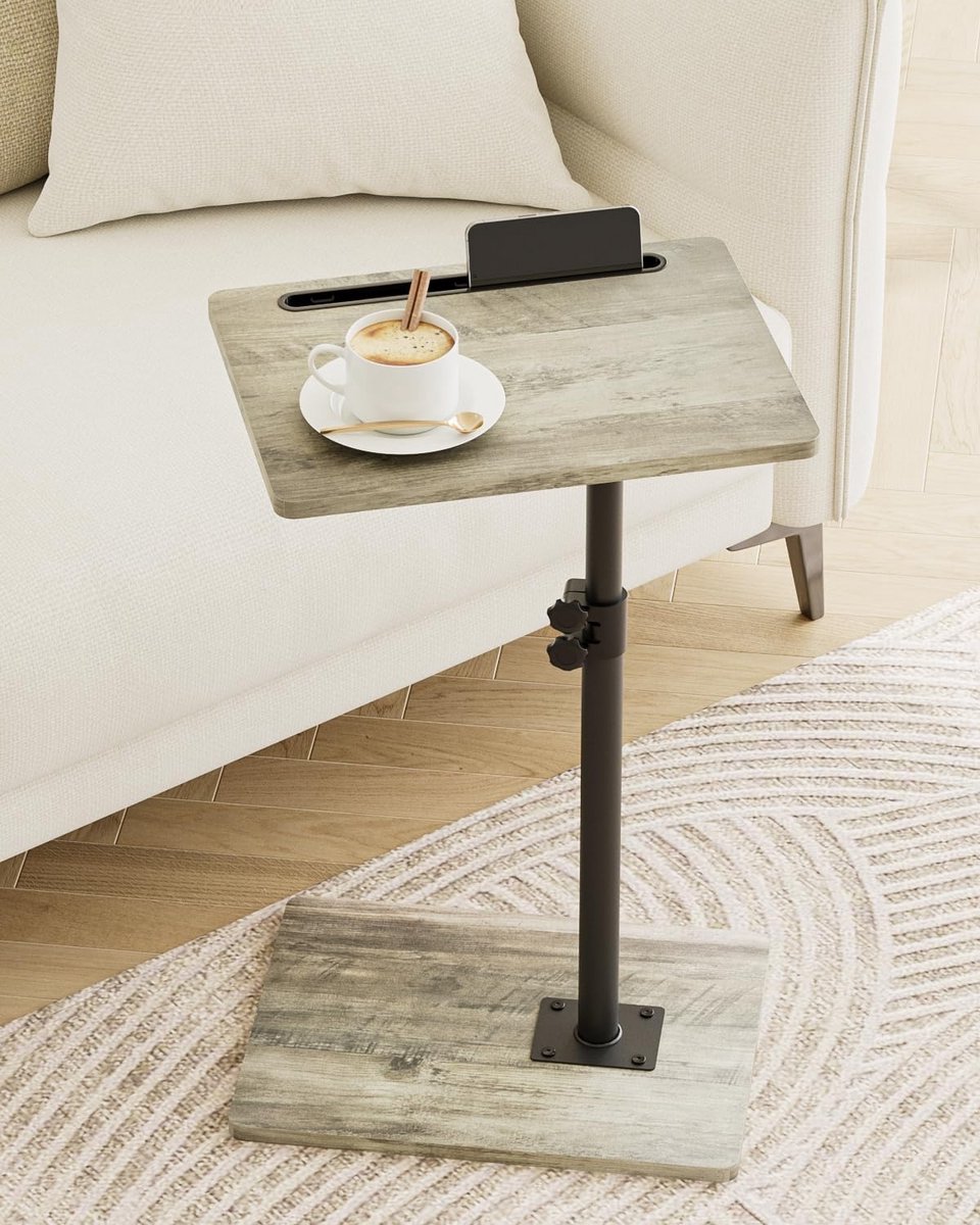 Bijzettafel C-vorm - Salontafel klein Laptoptafel - Flexibel werken - 360 graden draaibaar - 40 x 30 x (45-81) cm