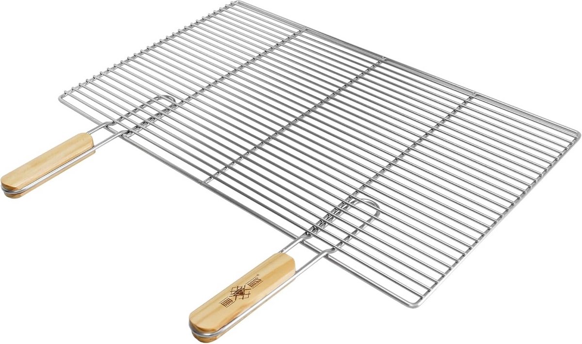 Rechthoekig Roestvrijstalen Grillrooster met Handvatten 67x40 cm - Voedselveilig
