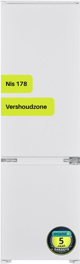 Inbouw koel-vriescombinatie 249L wit Exquisit EKGC270-70-E-040E met vers zone, 4 glazen legplanken, 3 vriesladen, energiezuinig E