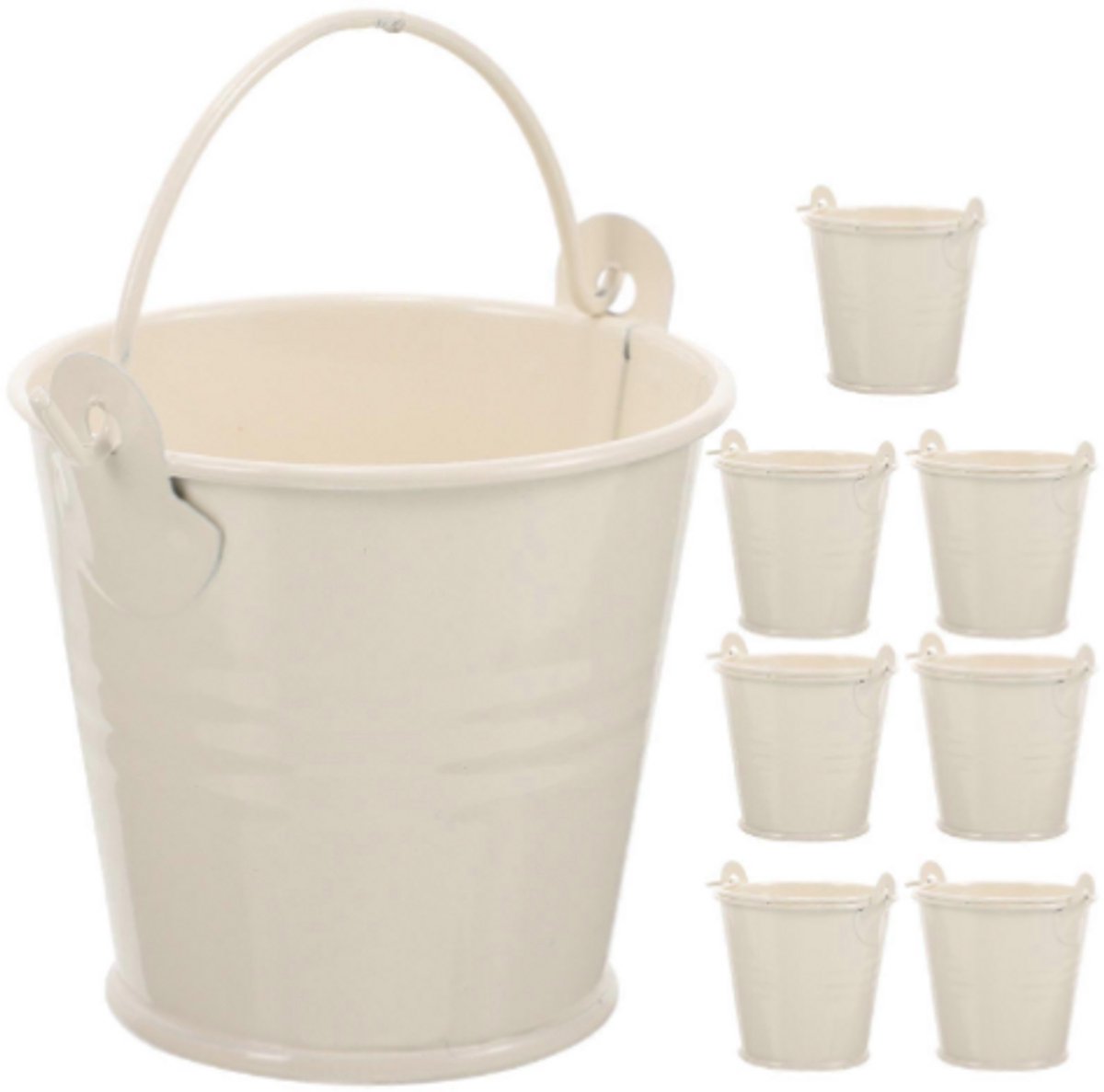 Sevilla Bucket zinc (10,3cm) Cream Gloss 4 stuks