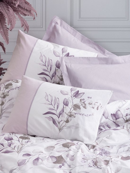 L'Essentiel Maison Ranforce Eenpersoons Dekbedovertrekset – 135x200 cm – 100% Katoen – Lila/Wit