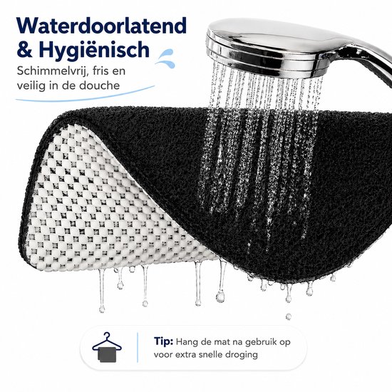 GLODI GOODS® Antislip badmat douchemat 60x60 cm - voor in de douche – antislipmat waterdoorlatend – ZWART