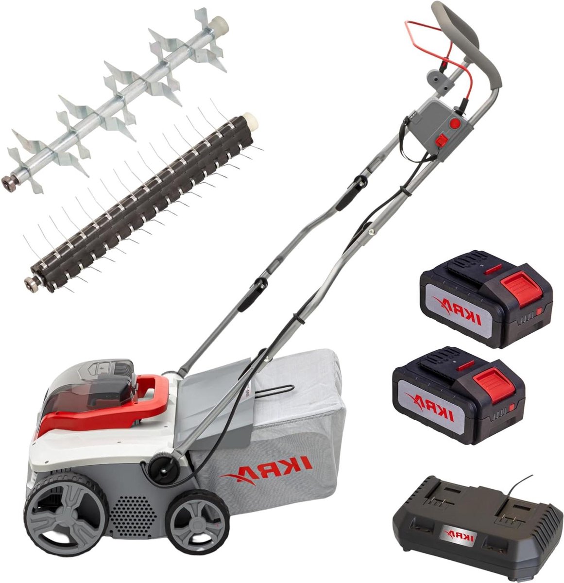 Draadloze verticuteerder - Gazon beluchter - Gazon onderhoud - 3-in-1 combi gereedschap - 40 cm werkbreedte - Zwart