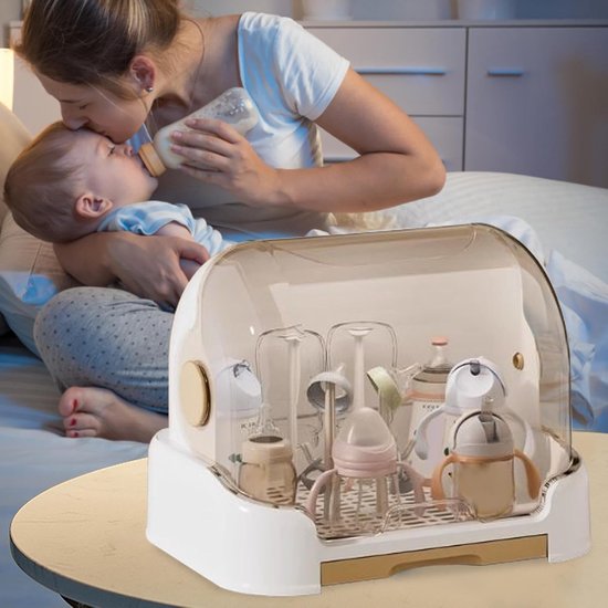 Flessenopslag Organizer - Droogrek Baby - Baby Spullen Ordenen - Stofvrije Opslag - 26x27x26 cm - Bruin — afbeelding 3